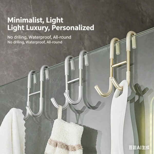 Luxury Bathroom Glass Door Hook (No-Drill Installation)