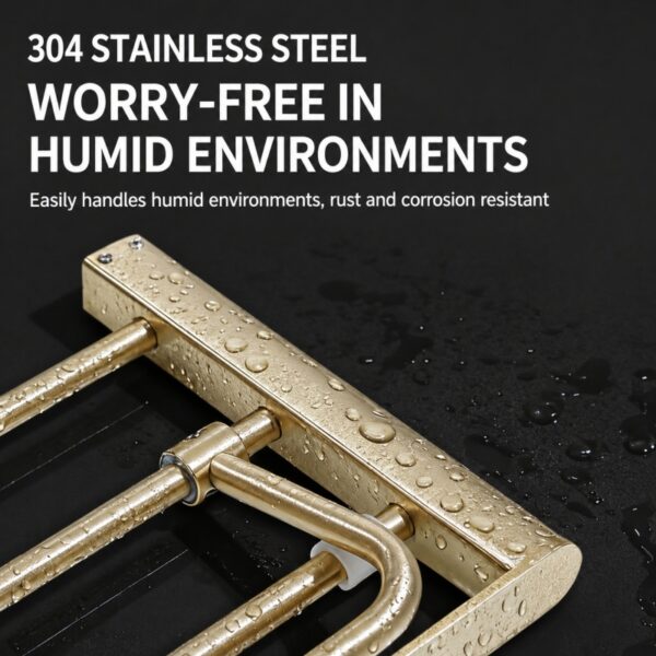 304 Stainless Steel Bathroom Towel Rack – Brushed Gold Finish