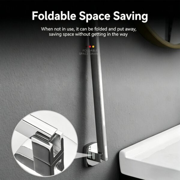 Stainless Steel Foldable Single Towel Bar for Vanity / Washbasin – 2 Colors Available