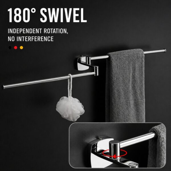 Bathroom Towel Rack – Stainless Steel Rotatable Double Towel Bar (2 Colors Available)
