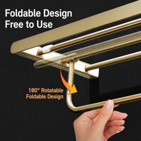 304 Stainless Steel Bathroom Towel Rack – Brushed Gold Finish