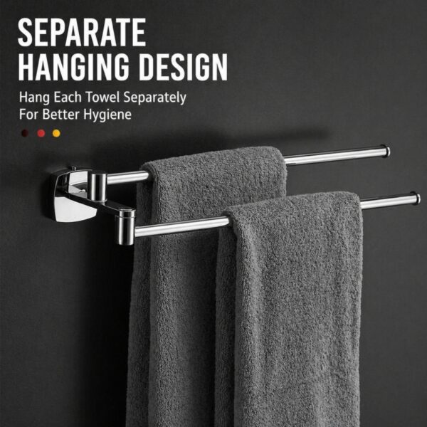 Bathroom Towel Rack – Stainless Steel Rotatable Double Towel Bar (2 Colors Available)