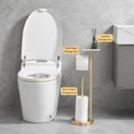 Freestanding 304 Stainless Steel Toilet Paper Holder (No Installation Required, Bathroom Floor Stand)