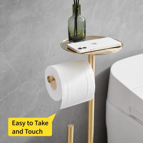 Freestanding 304 Stainless Steel Toilet Paper Holder (No Installation Required, Bathroom Floor Stand)