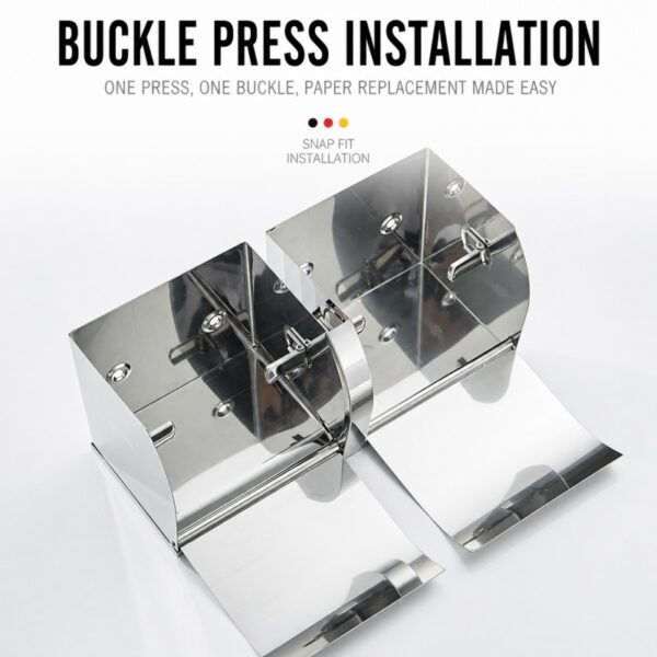 Double Toilet Paper Holder Stainless Steel (No-Drill, Wall Mounted, Hotel Style)
