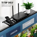Adjustable TV Top Shelf  Monitor Top Mount Shelf (No-Drill, Space Saving Storage)