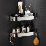 304 Stainless Steel Corner Shower Shelf (No-Drill, Wall Mounted, Triangle Basket)