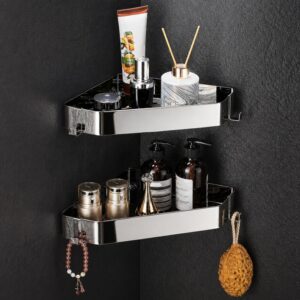304 Stainless Steel Corner Shower Shelf (No-Drill, Wall Mounted, Triangle Basket)