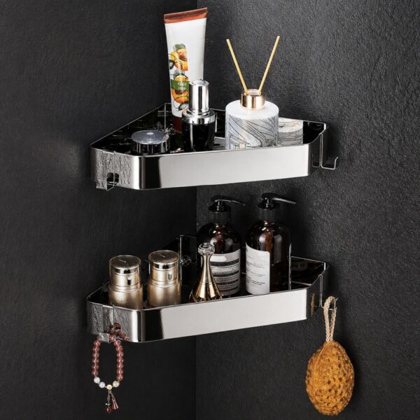 304 Stainless Steel Corner Shower Shelf (No-Drill, Wall Mounted, Triangle Basket)