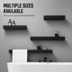 Wall Mounted Bathroom Storage Shelf (No-Drill, Space Aluminum, I-Beam Design)