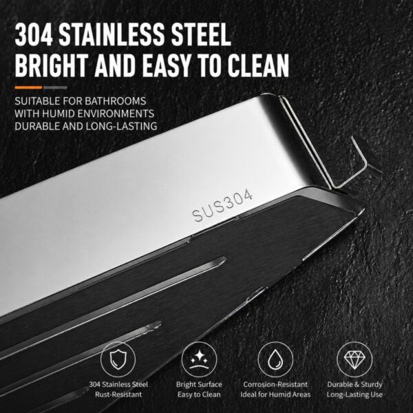 304 Stainless Steel Corner Shower Shelf (No-Drill, Wall Mounted, Triangle Basket)