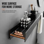 Wall Mounted Bathroom Storage Shelf (No-Drill, Space Aluminum, I-Beam Design)