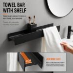 Wall Mounted Bathroom Storage Shelf (No-Drill, Space Aluminum, I-Beam Design)