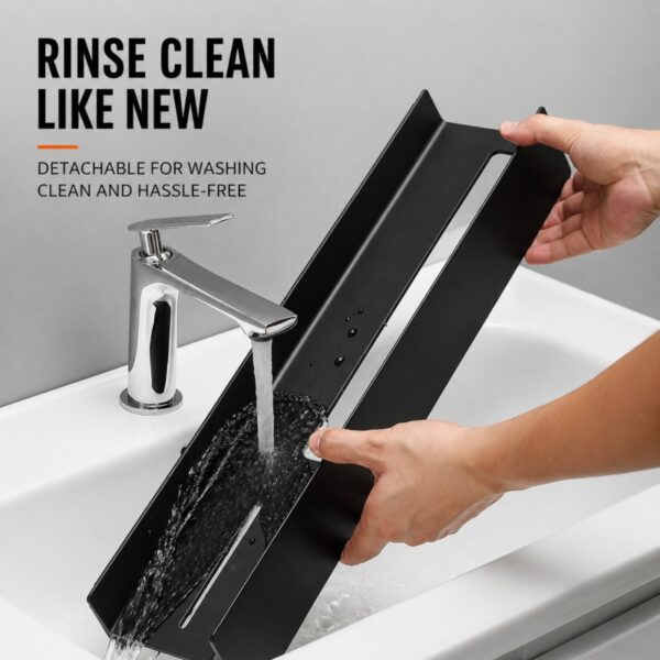 Wall Mounted Bathroom Storage Shelf (No-Drill, Space Aluminum, I-Beam Design)