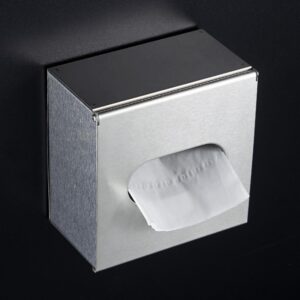 Wall Mounted Stainless Steel Tissue Box Holder (No-Drill, BathroomKitchen)