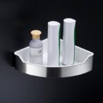 304 Stainless Steel Bathroom Corner Shower Shelf (No-Drill, Wall Mounted, Single Tier Basket)