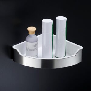 304 Stainless Steel Bathroom Corner Shower Shelf (No-Drill, Wall Mounted, Single Tier Basket)