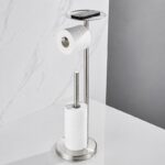Freestanding Stainless Steel Toilet Paper Holder Stand (No Installation Required, Bathroom Floor Standing)