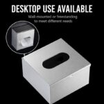 Wall Mounted Stainless Steel Tissue Box Holder (No-Drill, BathroomKitchen)