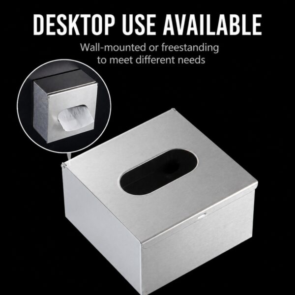 Wall Mounted Stainless Steel Tissue Box Holder (No-Drill, BathroomKitchen)