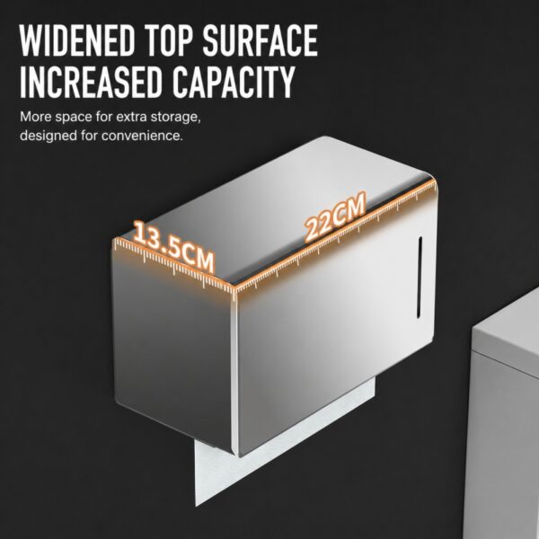 Wall Mounted 304 Stainless Steel Tissue Box Holder (No-Drill)