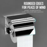 Wall Mounted Stainless Steel Toilet Paper Holder with Phone Shelf (No-Drill, Bathroom)