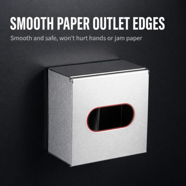 Wall Mounted Stainless Steel Tissue Box Holder (No-Drill, BathroomKitchen)