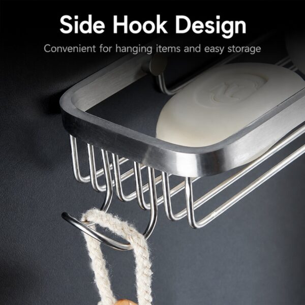 Stainless steel soap holder with extended design - bathroom storage rack