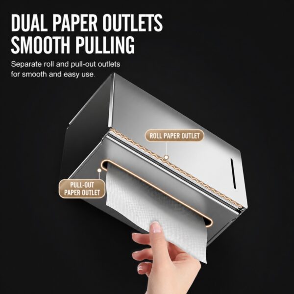 Wall Mounted 304 Stainless Steel Tissue Box Holder (No-Drill)