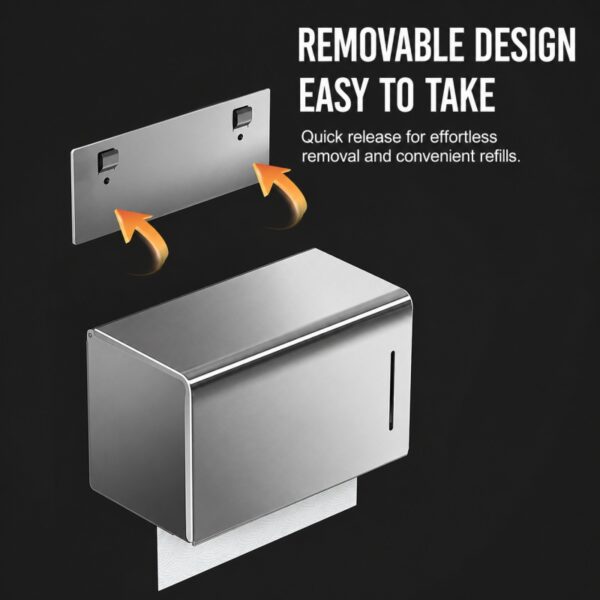 Wall Mounted 304 Stainless Steel Tissue Box Holder (No-Drill)